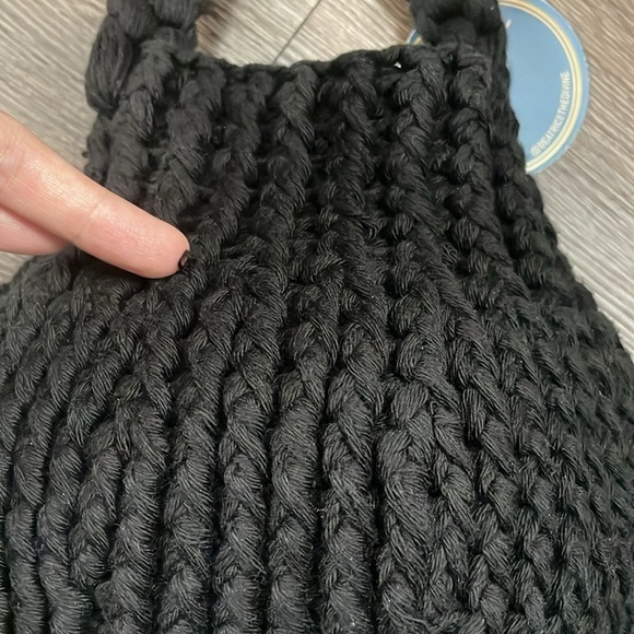 BLACK🏺Mozhdeh Matin mini cupis bag in black noir Nwt art structured crochet - Picture 14 of 14